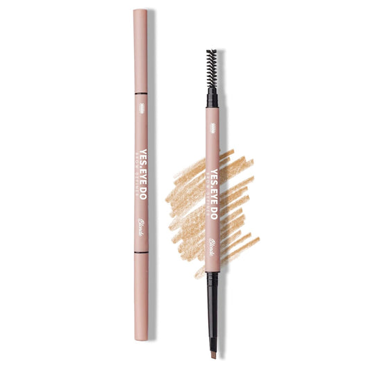 Blonde Eyebrow Pencil, Retractable Eyebrow Pen Blonde with Spoolie Brush for Filling and Shaping, Dual-ended Brow Microfilling Pen for Sparse Brows, YES.EYE DO