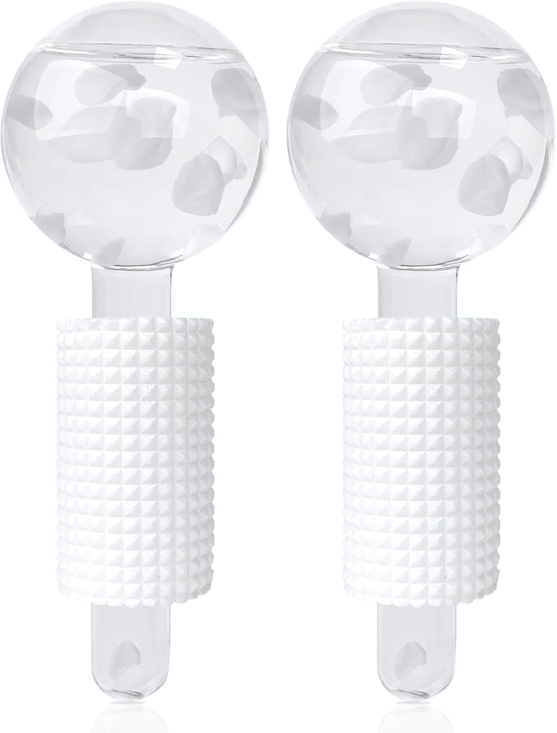 Ice Globes & Ice Roller for Face and Eyes - Facial Massage Tools for Skin Care, Reduce Wrinkles & Puffiness, Cooling Globes & Roller Ball for Glowing Skin 2PCS (White)