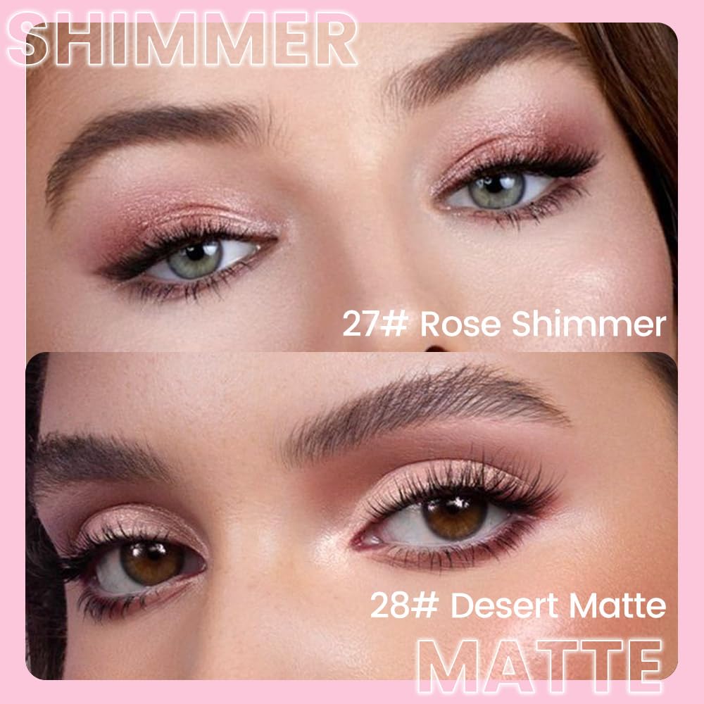 evpct 2Pcs Cream Eyeshadow Sticks Set for Eyes Waterproof, Rose Shimmer & Desert Matte Cream Eyeshadow Applicator Stick Pen, Long Lasting High Pigmented Eye Shadow sombras en crema para ojos 27 + 28