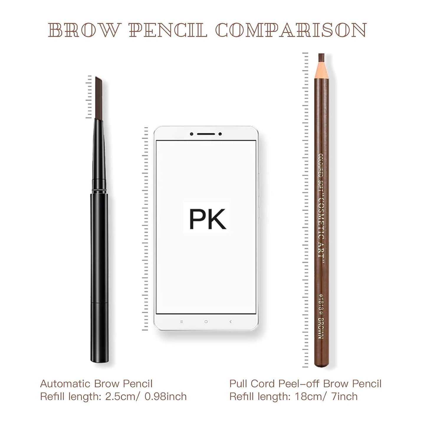 Waterproof Eye-Brow Pen-cil Set, Pull Cord Peel-off Eyebrow Pencil Microblading Eyebrow Pen Supplies Kit, White Eye-Liner Pencil and Eyebrow Tool Tattoo Makeup (6+1 Brown+Dark Brown+Light Brown)