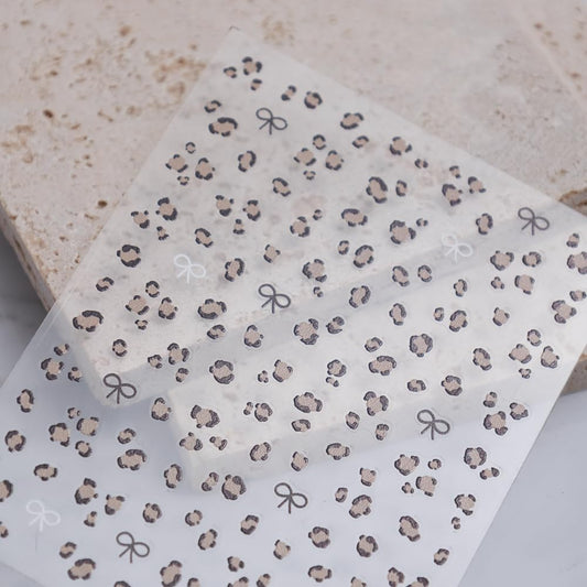 Brown Leopard Nail Art Stickers 3D Embossed Fall Winter Nail Stickers, Self-Adhesive Durable Nail Art Decals for Women Girls, Nail Wraps Decoration Manicure for DIY Acrylic Nail Accessories