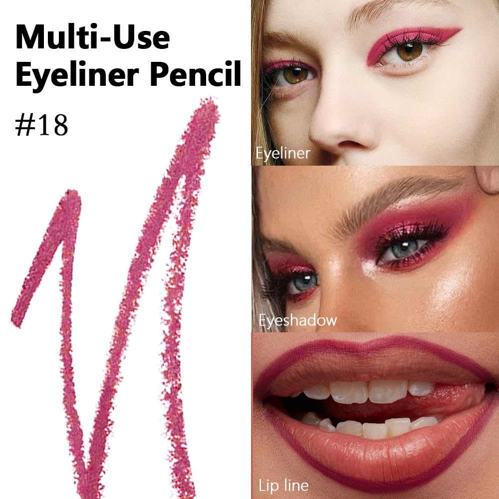 Kaely Gel Eyeliner Pencil for Women, Plum Purple Eye Liner Waterproof Smudge Proof with Sharpener, Waterline Eye Makeup Liners, delineador de ojos contra el agua, Vegan & Cruelty-Free, 18