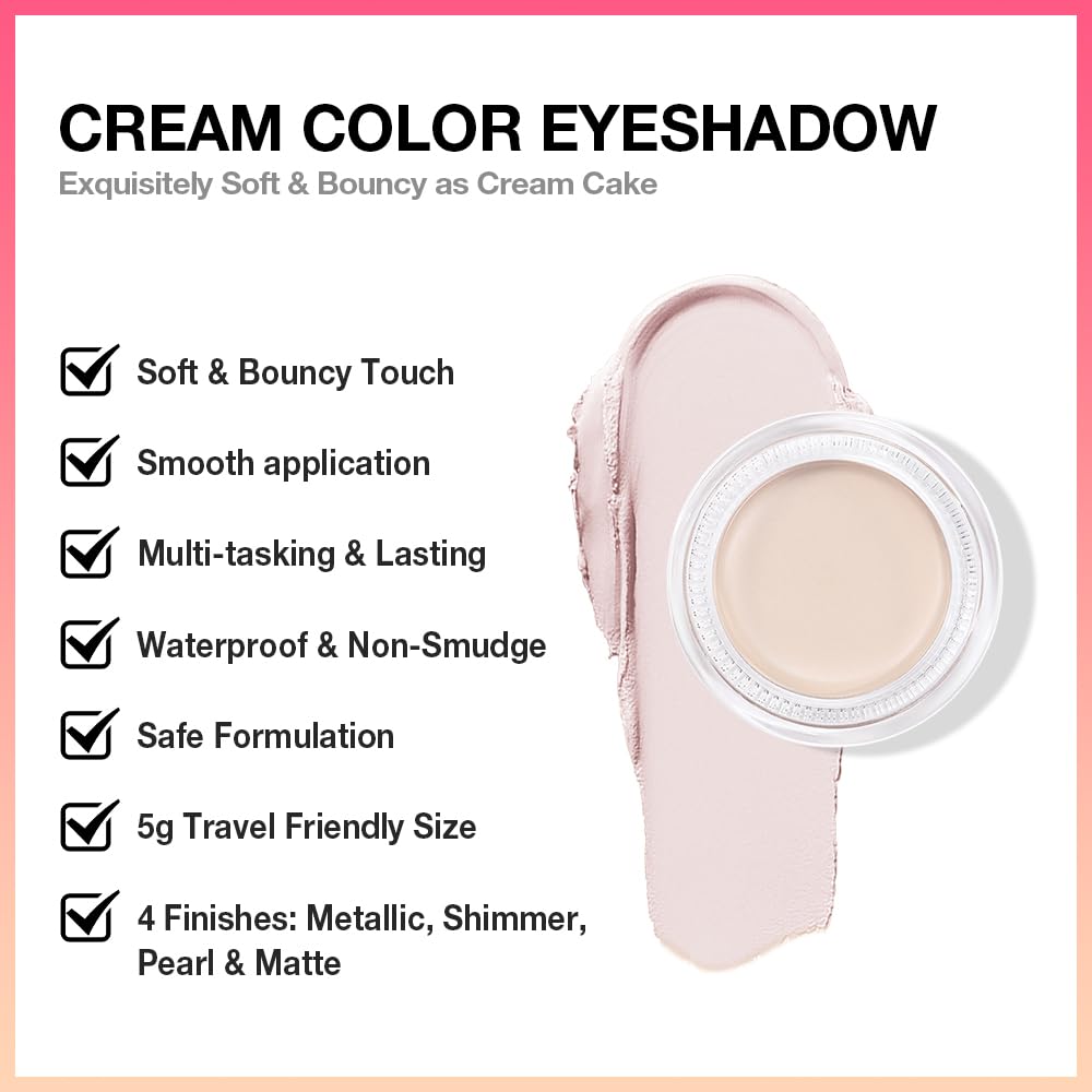 Kaely Single Cream Eyeshadow Pot, Bright Nude Matte Eye Shadow for Older Women High Pigmented Waterproof, Natural Eyeshadow Palette Makeup Brightener, sombras en crema para ojos, Blendable, R01