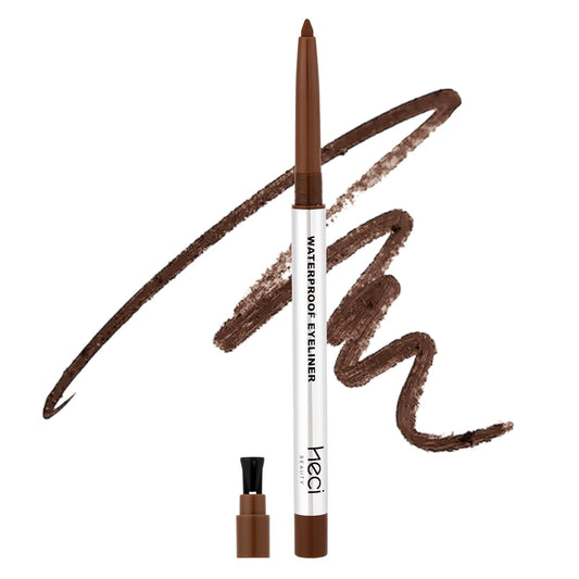 Mechanical Gel Eyeliner Pencil with a High-Pigment, Waterproof & Smudge-resistant, Glide Tip Eye Makeup with Up to 24HR Wear, Waterline Eye Liner with Built-in Sharpener (Brown)