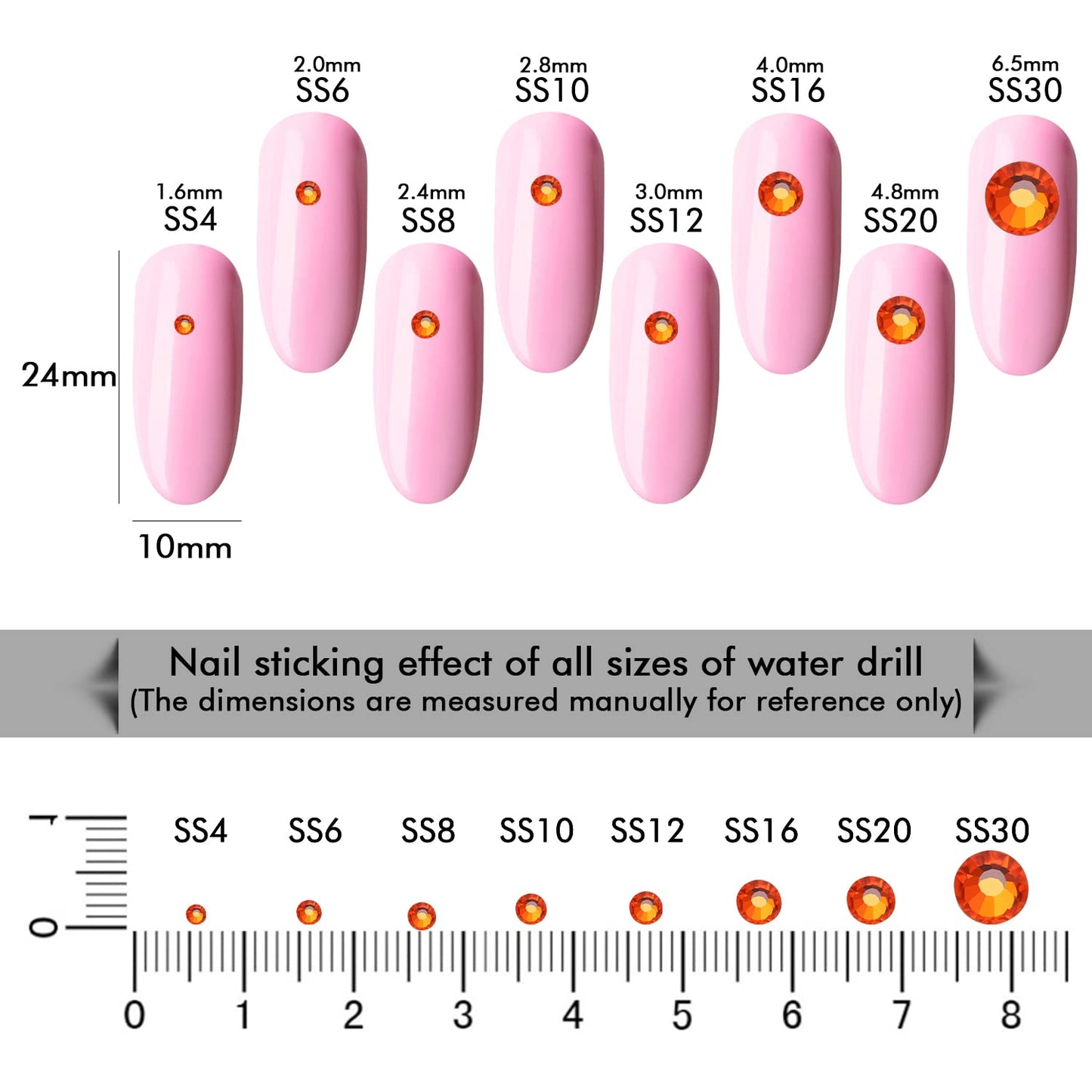 288Pcs Orange Crystal Rhinestones,Glass Flatback Rhinestones Gemstones for Nail Face Makeup Art Crafts Clothes Decoration - (SS30,6.5mm,Orange)