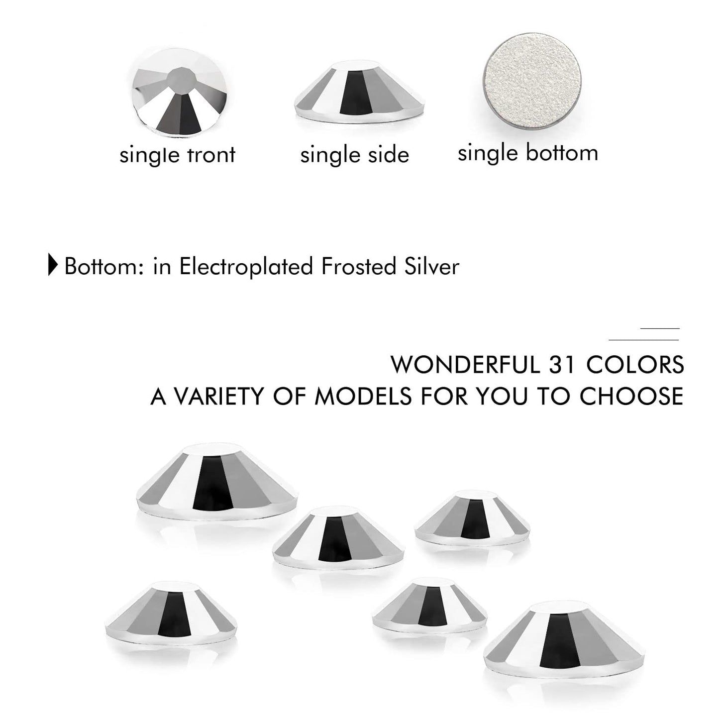 1440Pcs Silver Crystal Rhinestones,Glass Flatback Rhinestones Gemstones Mini for Nail Face Makeup Art Crafts Clothes Decoration -(SS10,2.8mm,Silver)