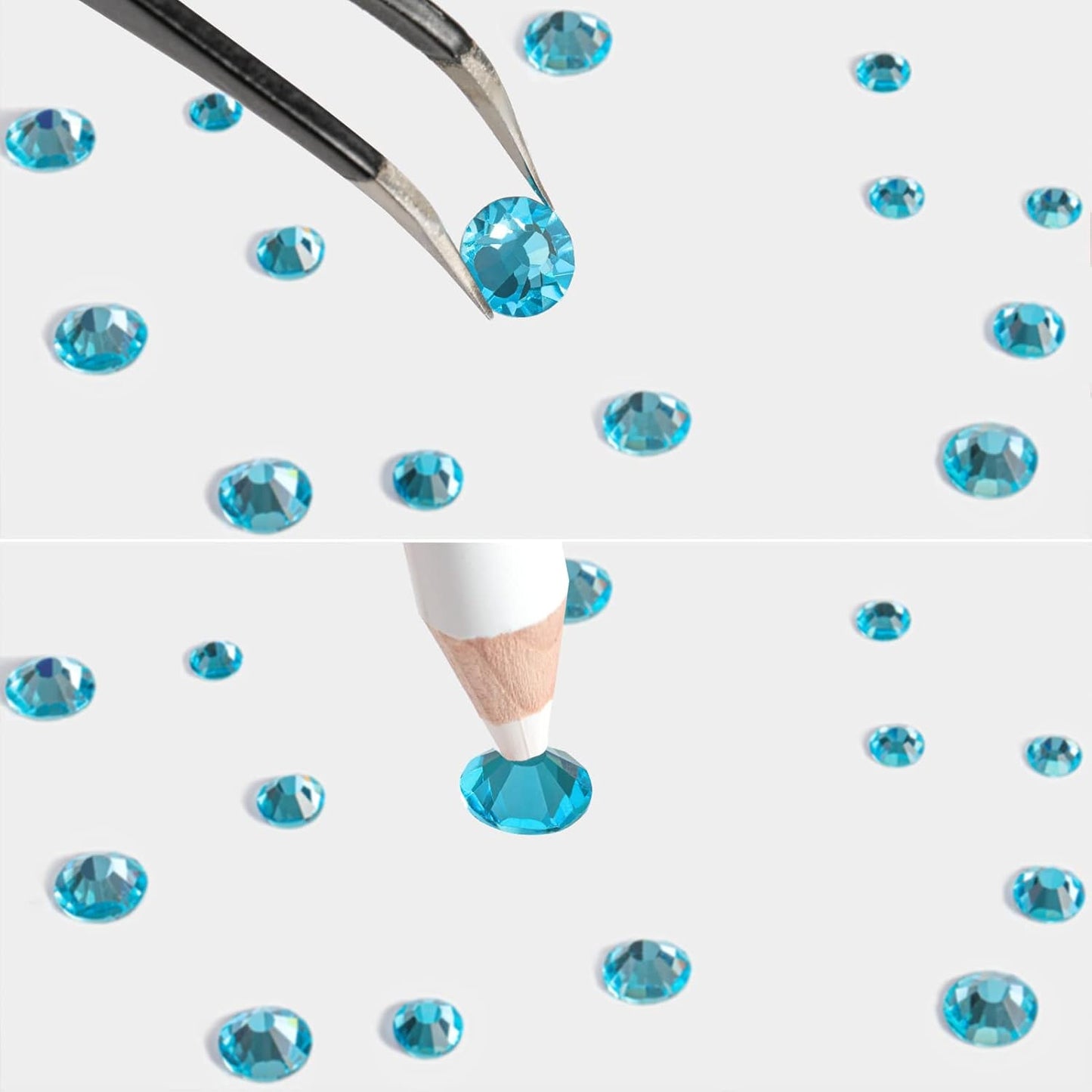 Beadsland 144pcs Flat Back Crystal Rhinestones Round Gems for Nail Art and Craft Glue Fix, Aquamarine, SS40, 8.4-8.7mm