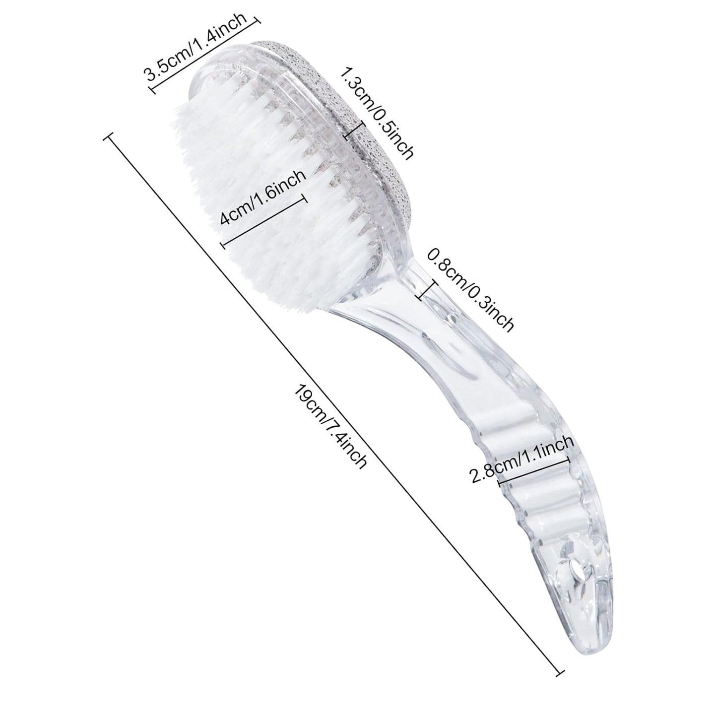 2 Pcs Foot Pumice Stone Brush Calluses Remover, Ooloveminso Large Foot Scrubber Foot File with Handle 2 in 1 Suitable for Horniness Foot Spa, Foot Care Smooth Skin (Transparent)