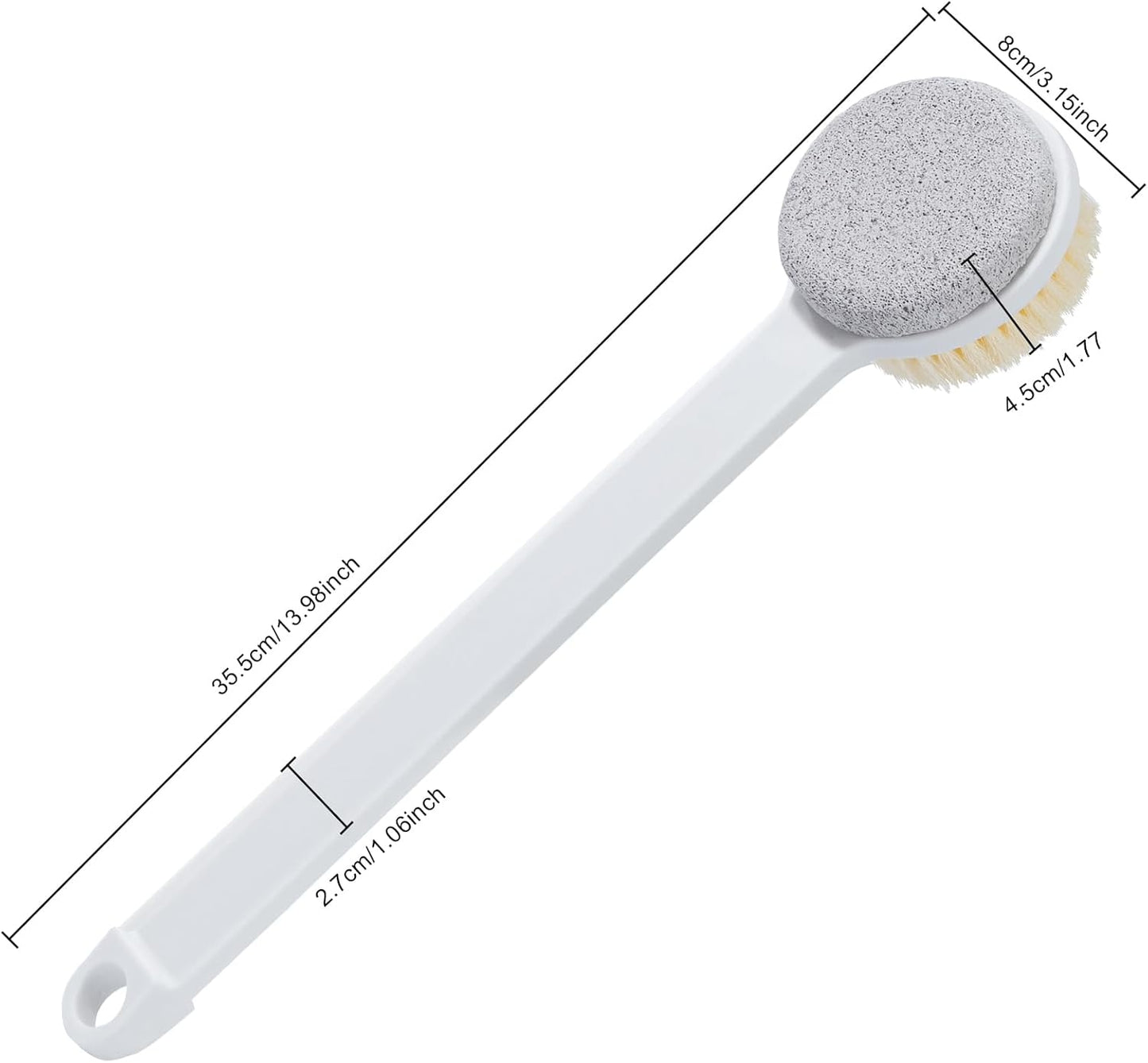 Pumice Stone for Feet with Long Handle (Double-Faced Straight White Handle, Count, 3.0)