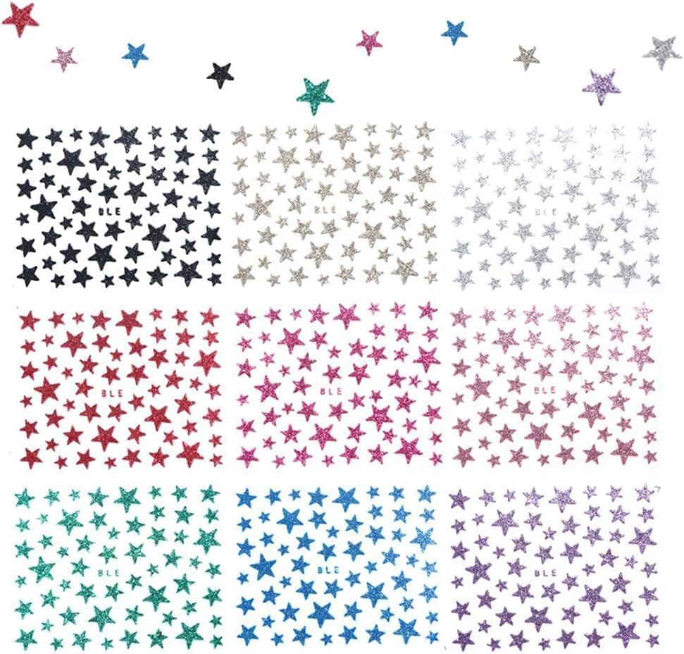 10 Sheets Star Nail Art Stickers Decals 3D Self-Adhesive Nail Art Stickers Star Designs Nails ArtDecorations Stars Decals Manicure Accessories