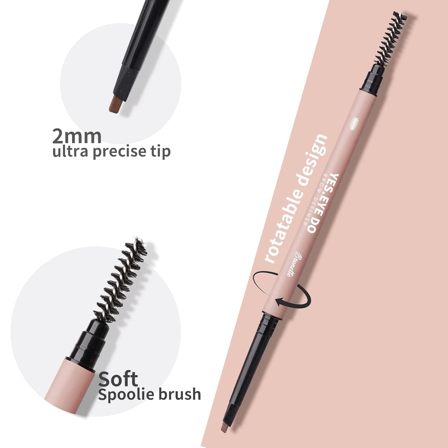 Taupe Eyebrow Pencil, Ultra Fine Eyebrow Pencil Taupe Definer with Hair Like Stroke, Ultra Fine Automatic Brown Eye Brow Pen, Create Hair-Like Stroke Line for Natural Brows, YES.EYE DO