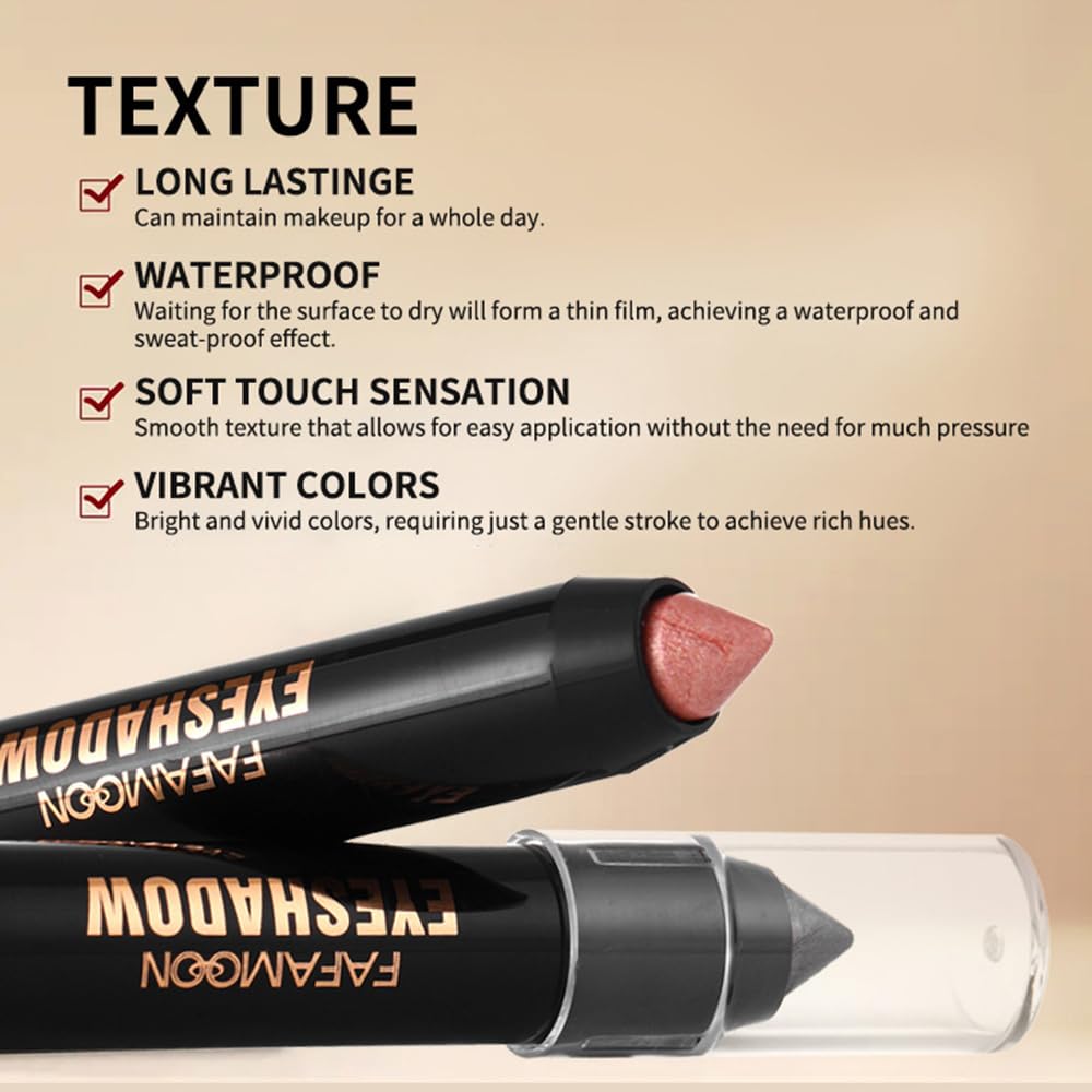 Monochrome Cream Glitter-Shimmer Eye Shadow Stick Palette makeup | 2-in-1 Eyeshadow & Eyeliner Pencil for Women | Waterproof, Vegan & Cruelty-Free | Sombras Para Ojos | 07 Shimmer Somke Grey