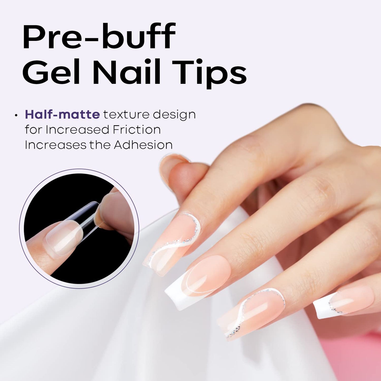 Modelones Medium Square Nail Tips - 510Pcs Fake Nails Gel Tips Pre-shaped Half Matte Full Cover Acrylic Gel Kit Press on Manicure Extension Art DIY Salon 15 Sizes