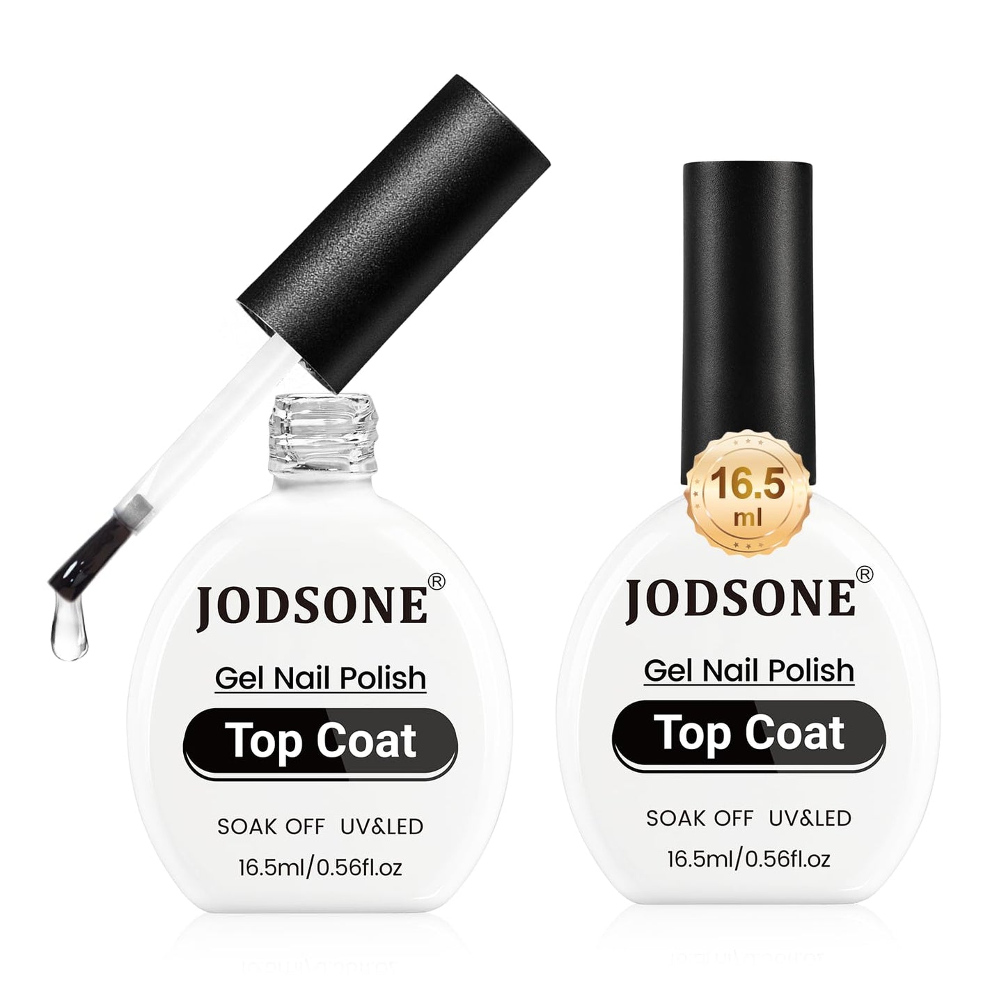 JODSONE 2Pcs 16.5ml Gel Top Coat No Wipe Clear Glossy Shine Finish Long Lasting No Soak Off Nail and Need U V Lamp Cured For Salon DIY Nail Art Design