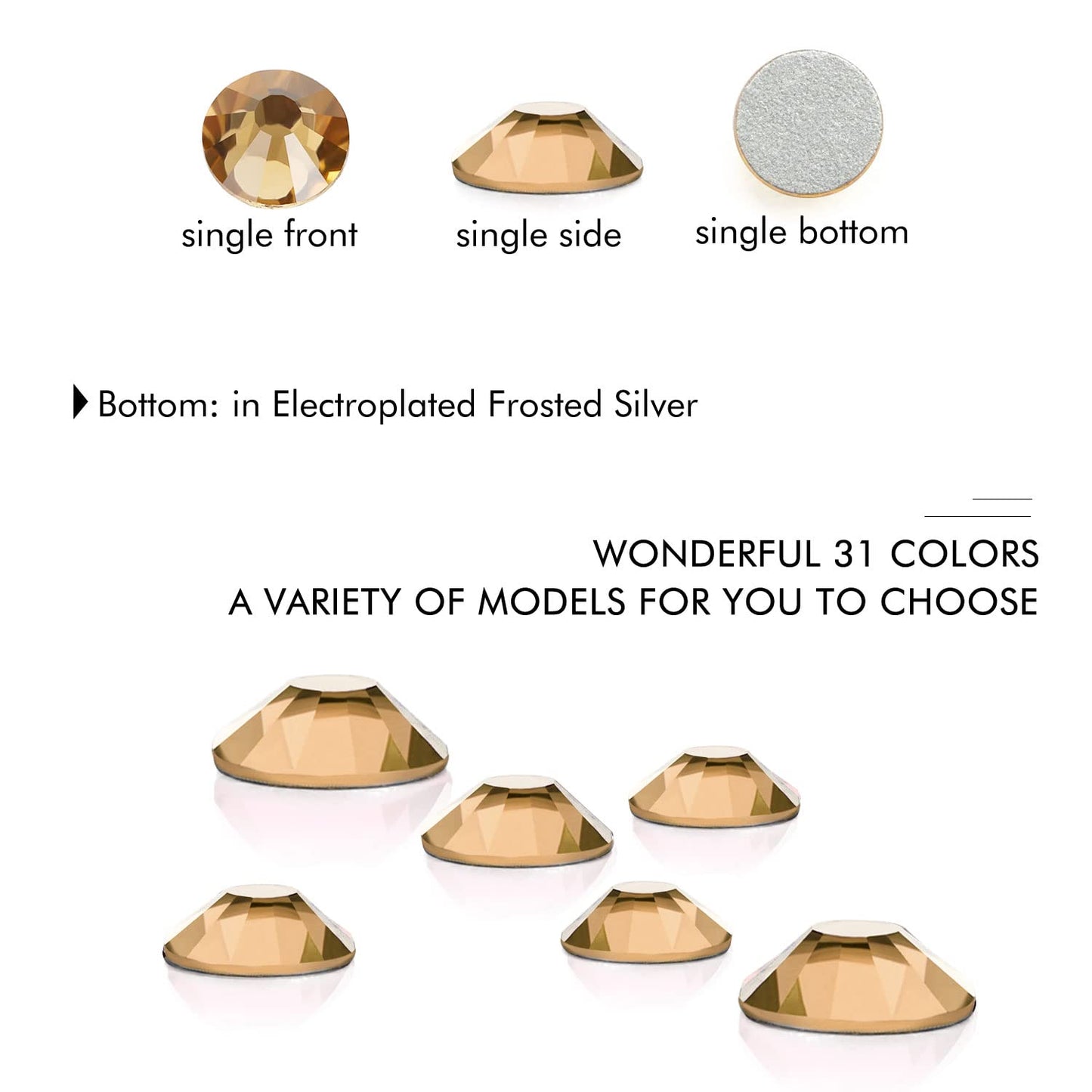 1440Pcs Topaz Crystal Rhinestones,Glass Flatback Rhinestones Gemstones Mini for Nail Face Makeup Art Crafts Clothes Decoration -(SS6,2.0mm,Topaz)