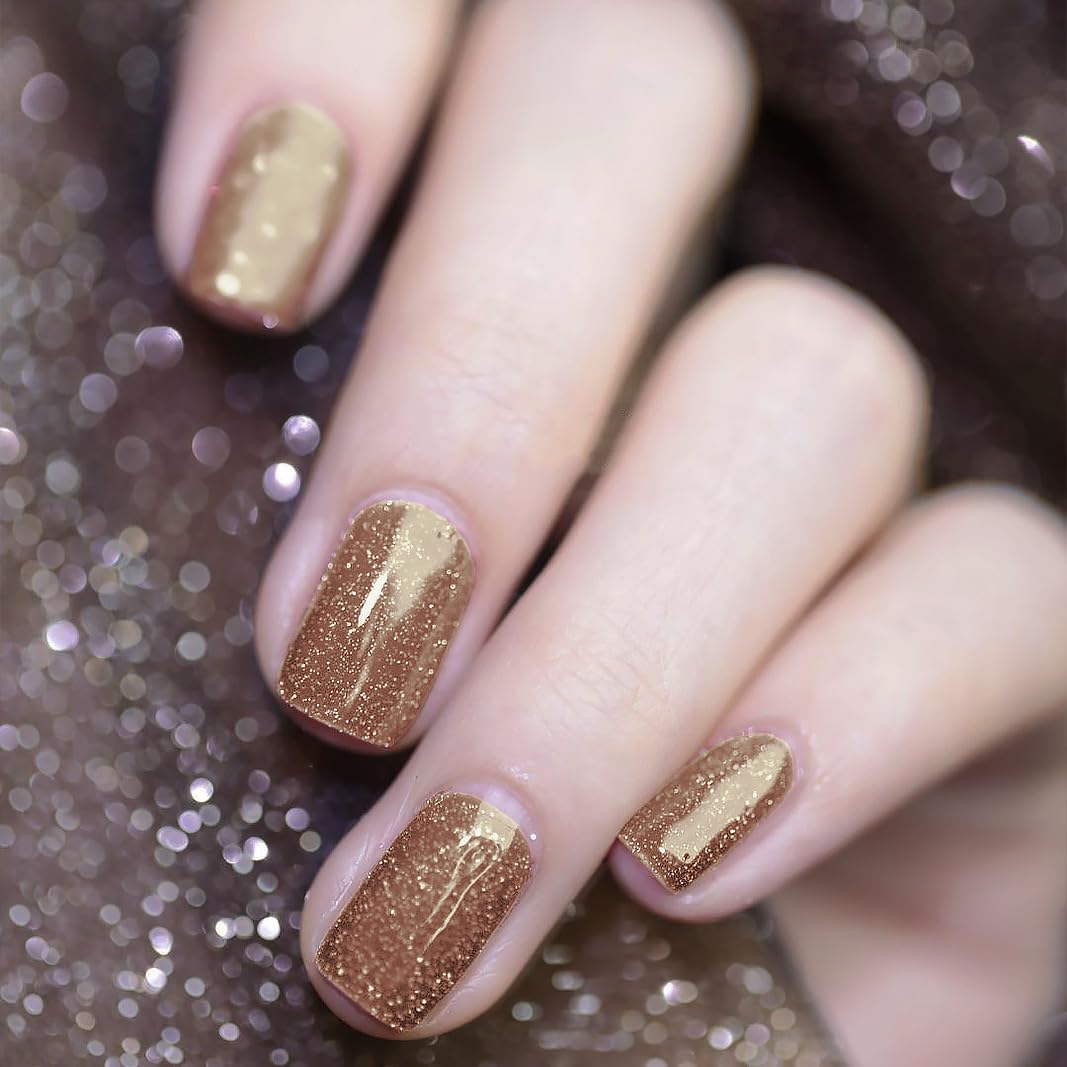 Nail Polish Strips, 32PCS Salon Quality Wraps, Long Lasting Gel Nail Stickers for Women Easy Apply& Remove (Dazzling Gold)