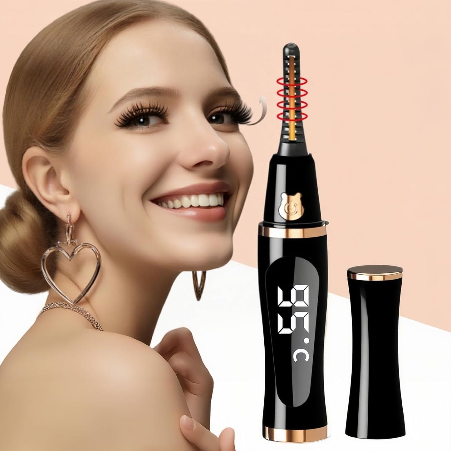 2025 Upgraded Heated Eyelash Curler – Fast 5s Heat-Up, USB Rechargeable Electric Eyelash Curler, 3 Temperature Modes, LED Display, Anti-Burn, 24H Long-Lasting Curl, Perfect Gift for Women (Black)