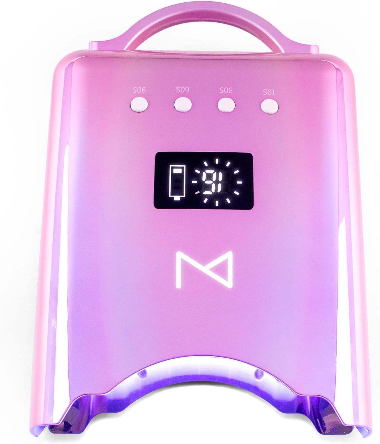M - NEO Cordless & Rechargeable Nail Curing Lamp 78W with 4 LCD Time Display Timer, Auto Sensor, and Spacious Interior for All Hand Sizes and Nail Lengths (Unicorn Pink)