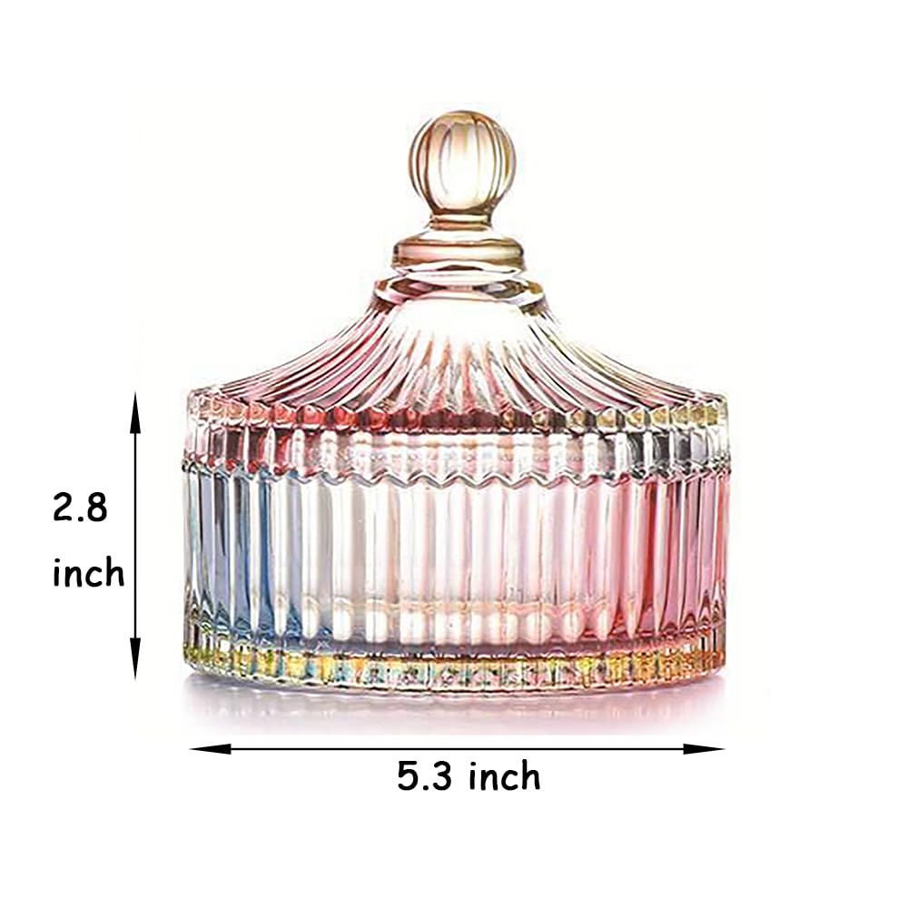 2 Pack Extra Large 5.2" Beige & Purple Powder Puffs and 5.3" Glass Container – Oversized Soft Body & Face Large Powder Puff Dusting Powder Jar Holder Case(Multi-Color Glass)