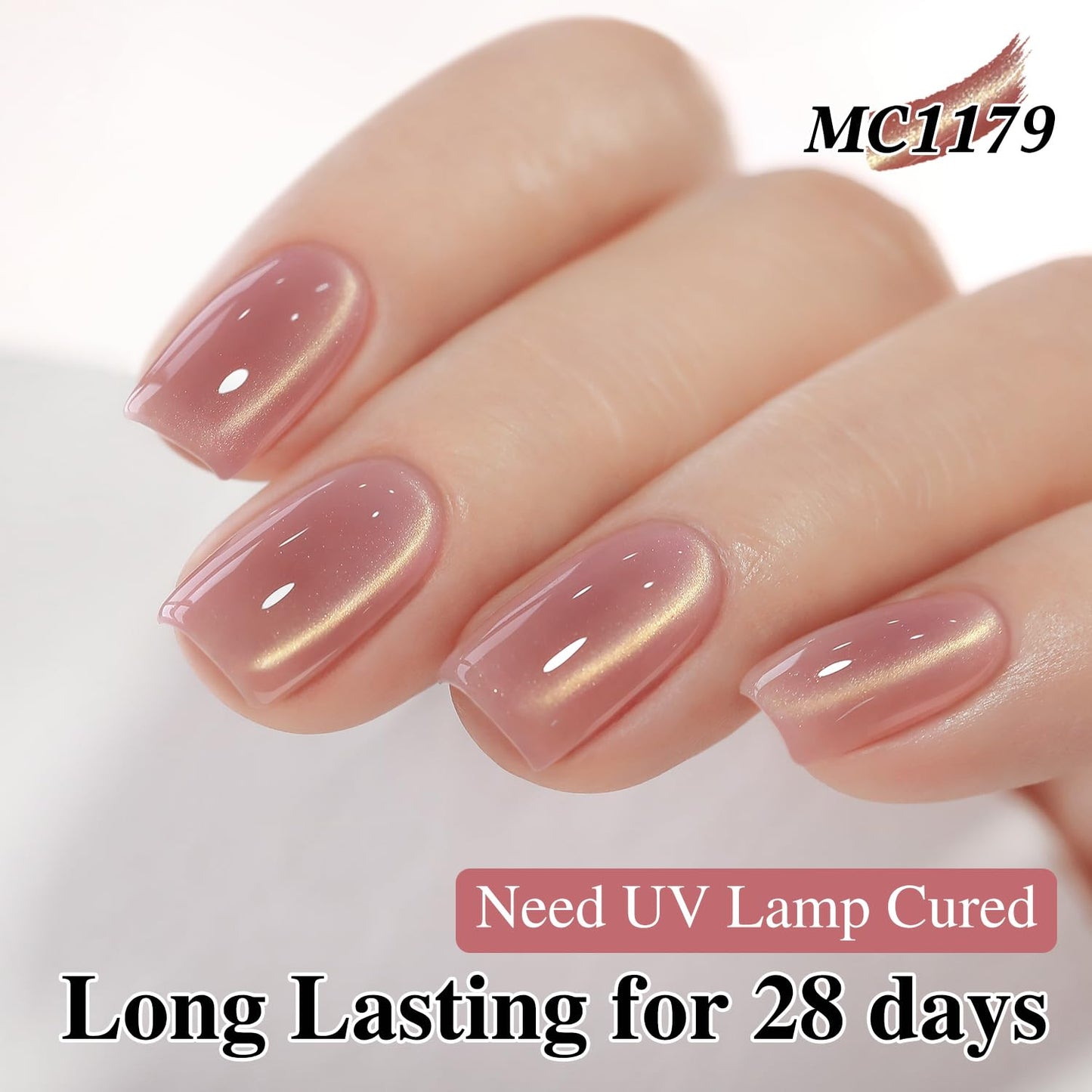 Double Rhythm 0.5 Oz Cat Eye Gel Polish with Magnet Same Color Same Bottle Holographic Glitter Shimmer Translucent Color Salon 15 ML Magnetic Nail Art (Nude Pink-MC1179)