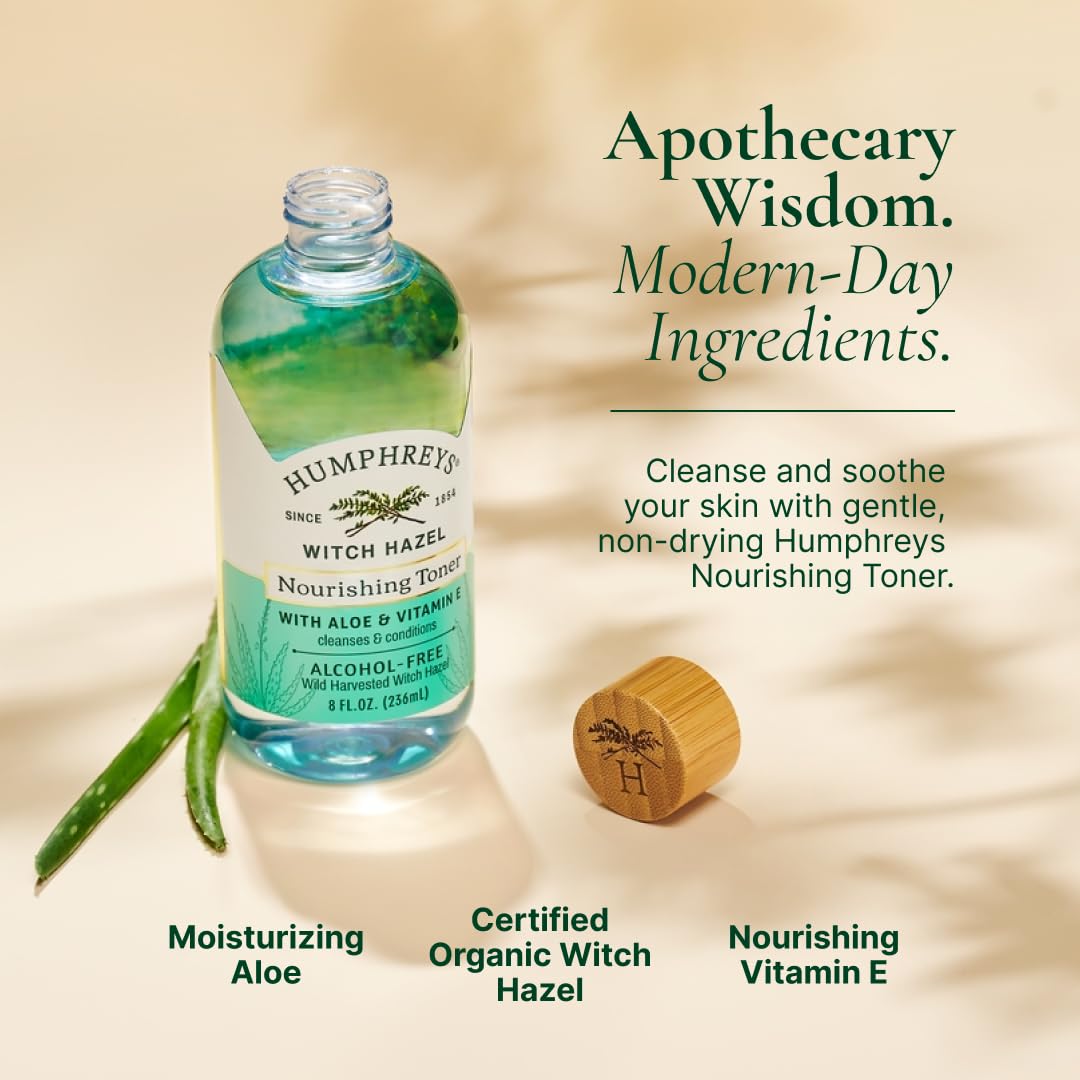 Humphreys Witch Hazel Nourishing Toner | Wild Harvested Witch Hazel & Aloe | Alcohol-Free | Natural | Hydrating | Soothing | 8 Fl Oz