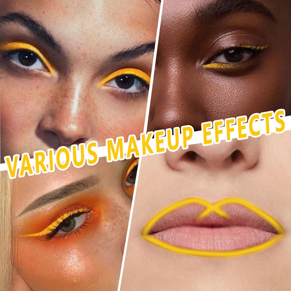 evpct Yellow Eyeliner Pencils for Eyes, Yellow Matte Colored Eye Liner Pencil Makeup Waterproof Smudge Proof, Colored Gel Waterline Eyeliner Liquid, Face Eye Paint Stick Lipstick Halloween Makeup 05