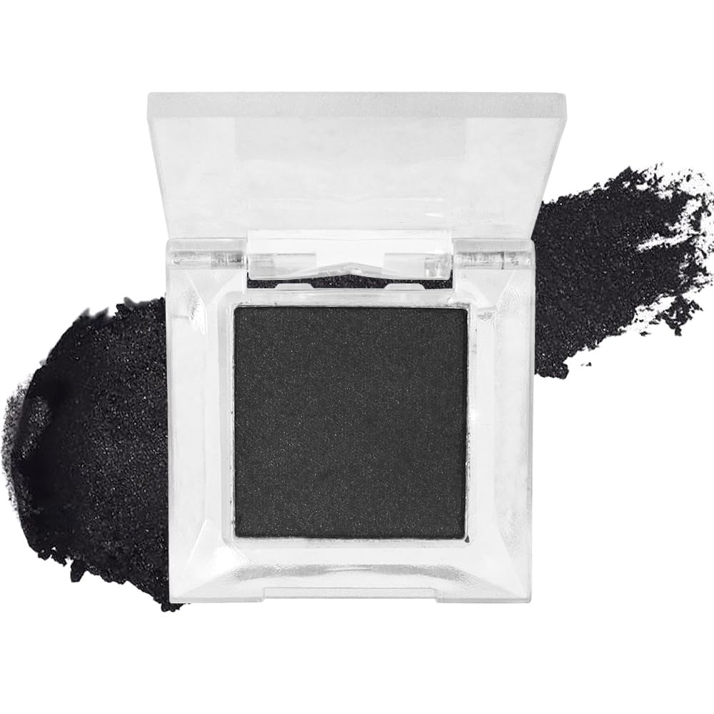 Single Nude Black Matte Eyeshadow,Intense Monochrome Eye Shadow,Apply Makeup Easily,Matte Pressed Powder Single Eyeshadow,24 Hour Eye Makeup Longwear Waterproof