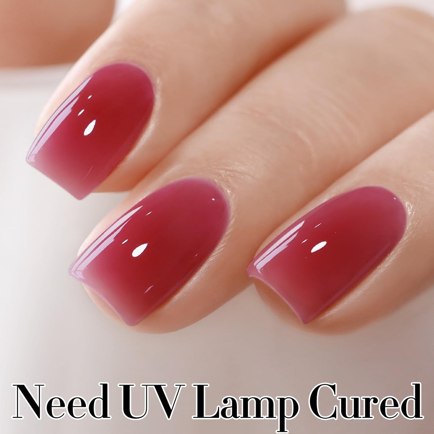 Double Rhythm 0.50 OZ Translucent Gel Polish Same Color Same Bottle Sheer Pastel Neutral Natural Milky 15 ML Jelly UV Nail Art DIY at Home (Dark Rose Red-A1514)