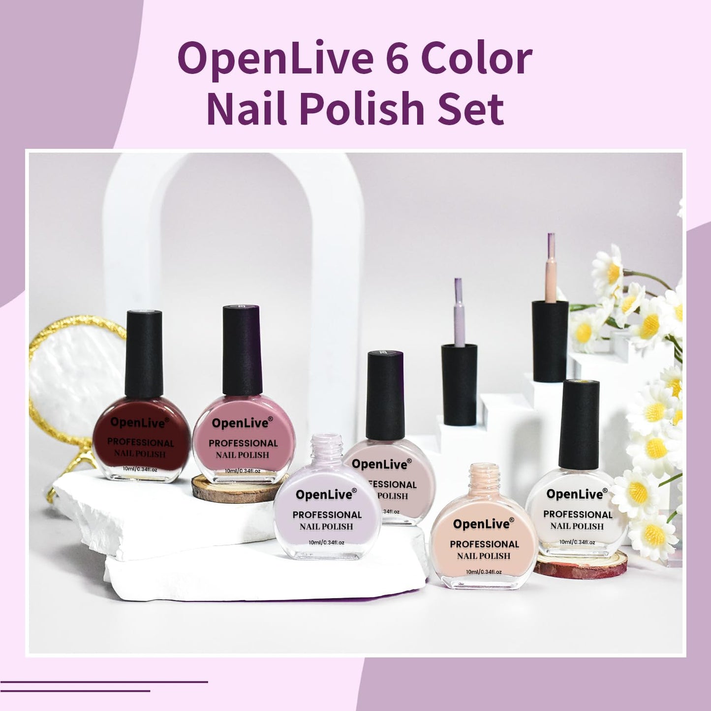 10ml Nude Pink Nail Polish Set 6 Colors Brown Red Purple All Seasons Neutral Color Quick Dry Nail Polish Set for Women Salon DIY Nail Art