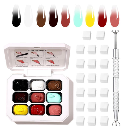 Ombre Gel Nail Polish Nail Sponges for Ombre 9 Series Colorful Blush Effect Gradient Painting Gel for Ombre Nails Multistyle French Manicure Nail Art DIY Home (A13, 1)