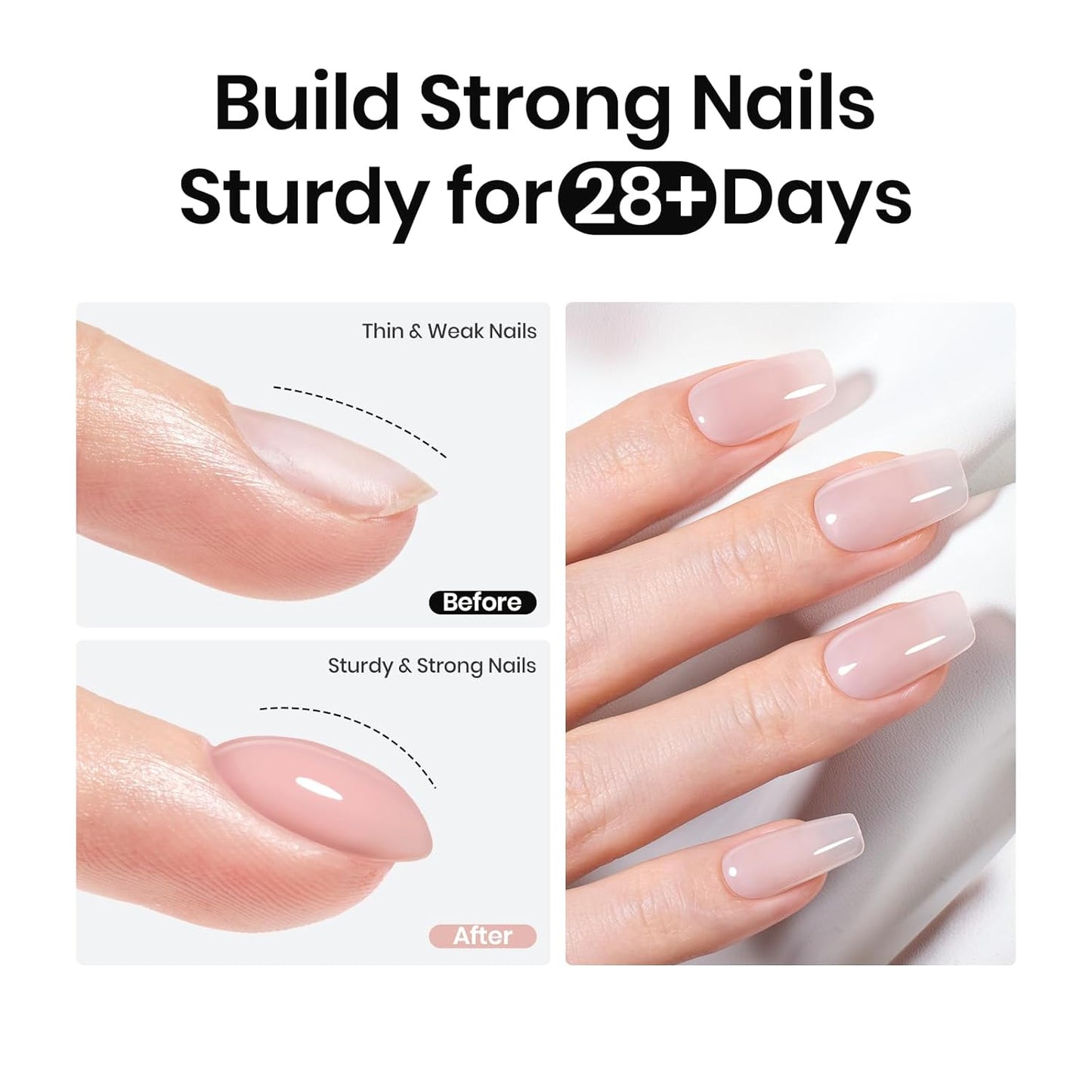 Beetles Rubber Base Builder Nails Gel: Brownish Pink Natural Nude Color Base Gel Nail Polish For Nails Thickening, Nail Strengthening Extension Sculpting