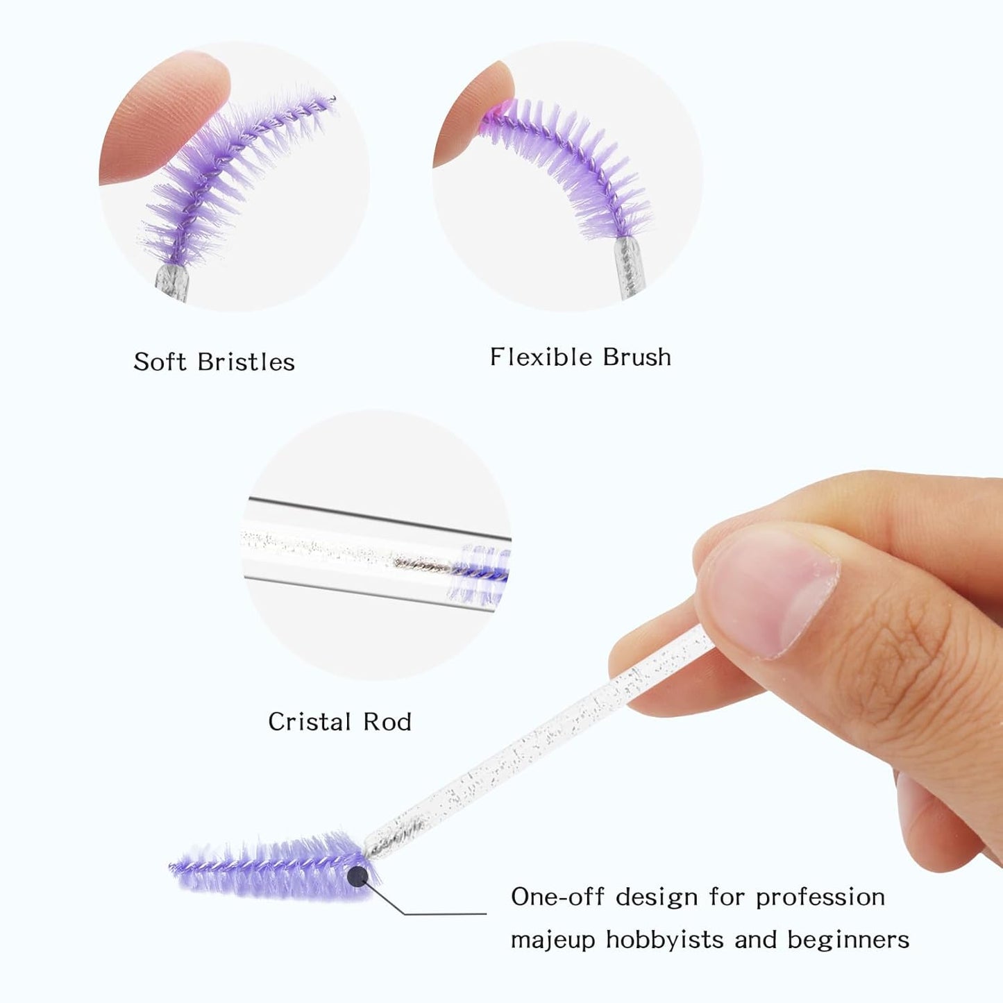 48 Pieces Disposable Mascara Wands Set,Include 24 pcs Disposable Crystal Lash Spoolies Brush and 24 Pieces Reusable Diamond keychain Empty Eyelash Brush Tubes for Women Girls Makeup Brush Kit