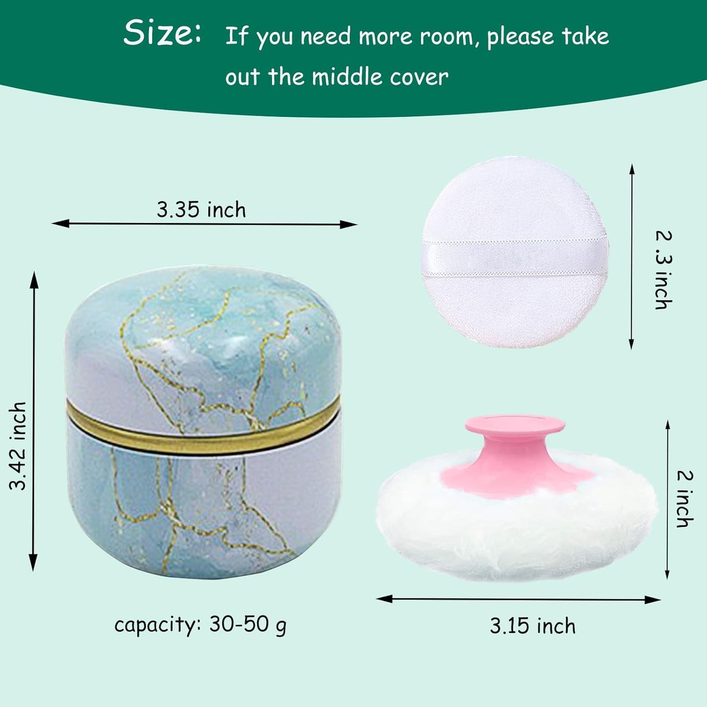 Body Powder Puff and Container for Dusting Powder, Women Powder Puff and Powder Case for Bath and Travel (Sky Gilding)
