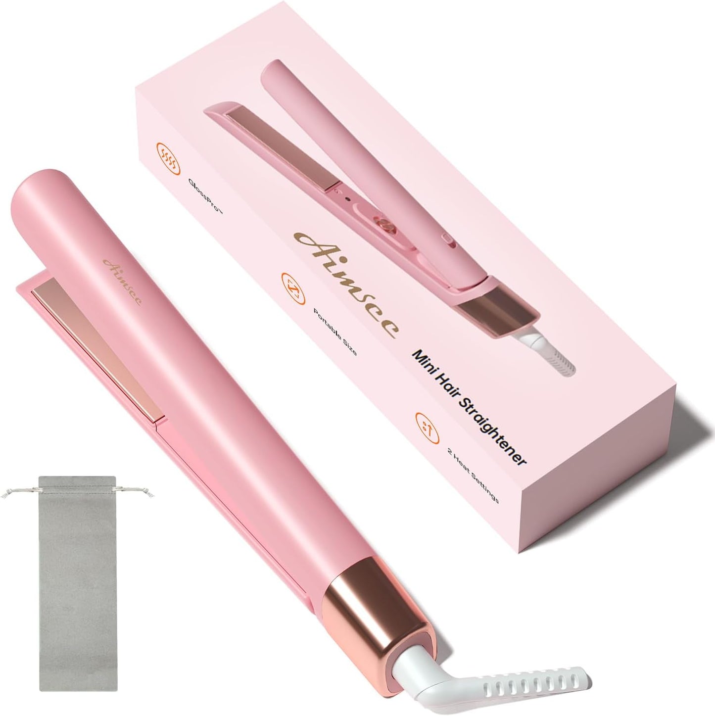 Mini Flat Iron 1 Inch Ceramic Mini Hair Straightener, Small Flat Irons for Short Hair, Curls Bangs, Dual Voltage for Travel,Dual Voltage for Worldwide Use