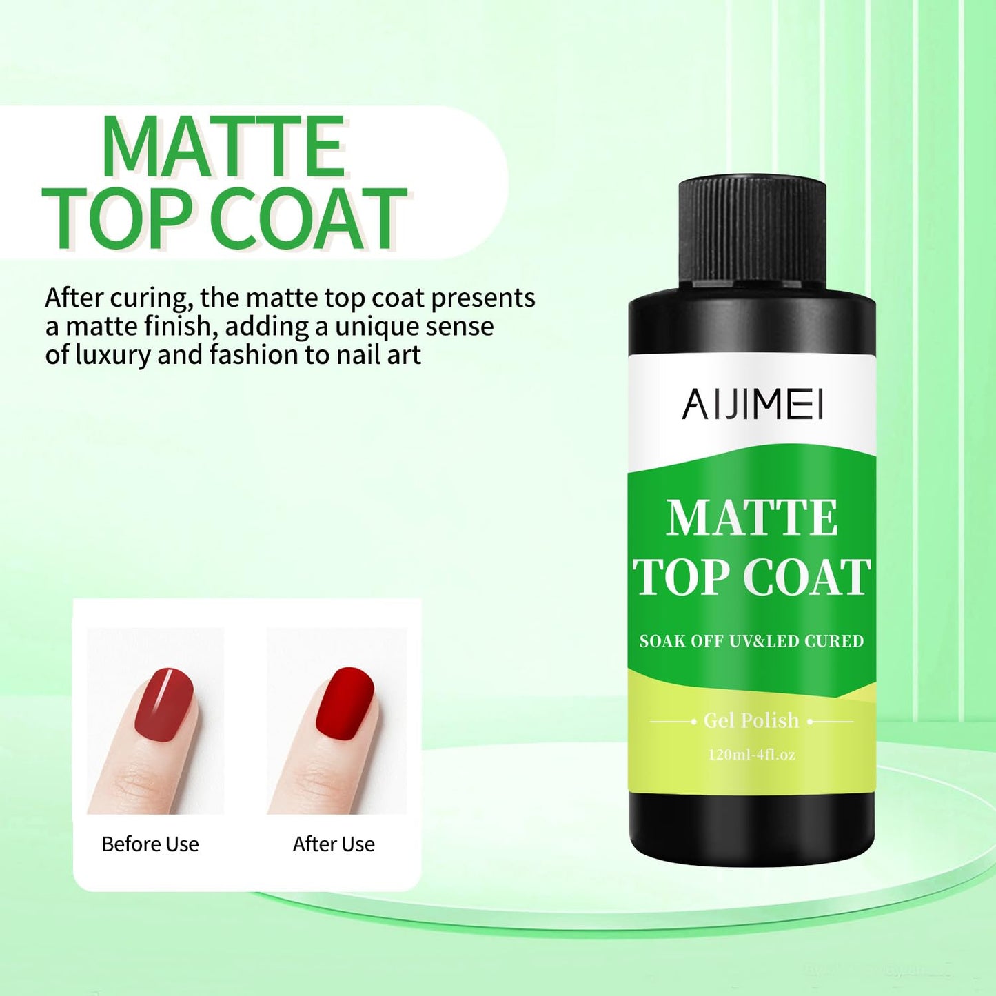 AIJIMEI Elegant Satin Matte Top Coat for Nails Finish Nail Polish Matte Nail Top Coat, Long-Lasting Nail Polish Matte Top Coat & Quick-DryTop Coat Satin Matte TopCoat 4 Fl Oz