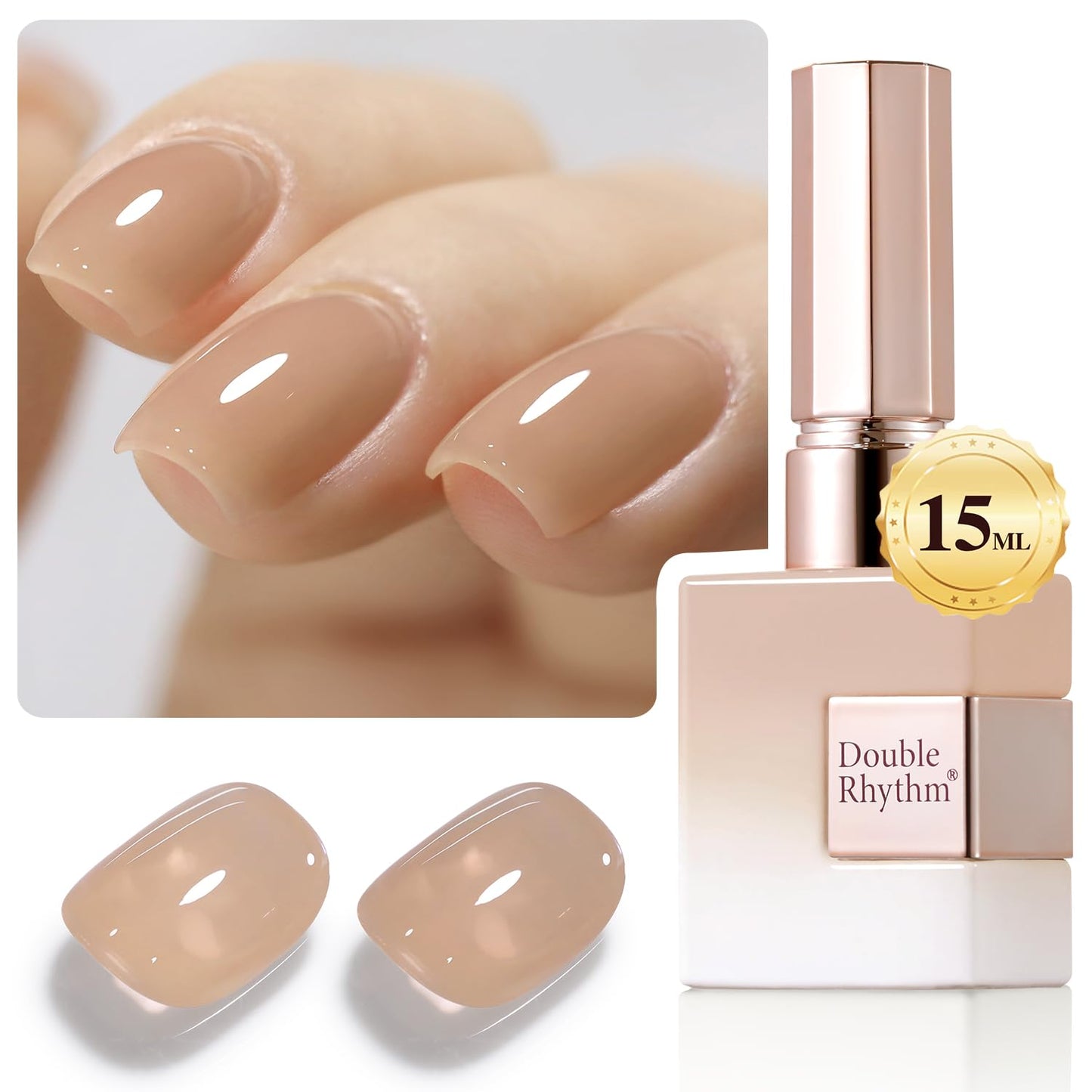Double Rhythm 0.50 OZ Translucent Gel Polish Same Color Same Bottle Sheer Pastel Neutral Natural Milky 15 ML Jelly UV Nail Art DIY at Home (Translucent Tea-A1496)