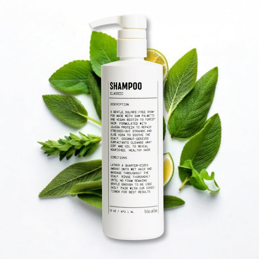 Blu Atlas Men's Natural Shampoo – Organic, Sulfate-Free, Paraben-Free – Deep Cleansing & Hydrating – Classic Scent (Bergamot, Sage, Patchouli) – Made in America– 16 oz