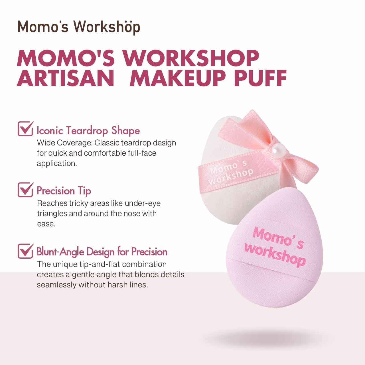 Mini Denim Makeup Sponge Set,Mini Makeup Blenders Sponge for Concealer/Blush/Highlighter, Perfect for Detail Work & Travel,4pcs Pink Mini Concealer Puffs with Travel Pouch