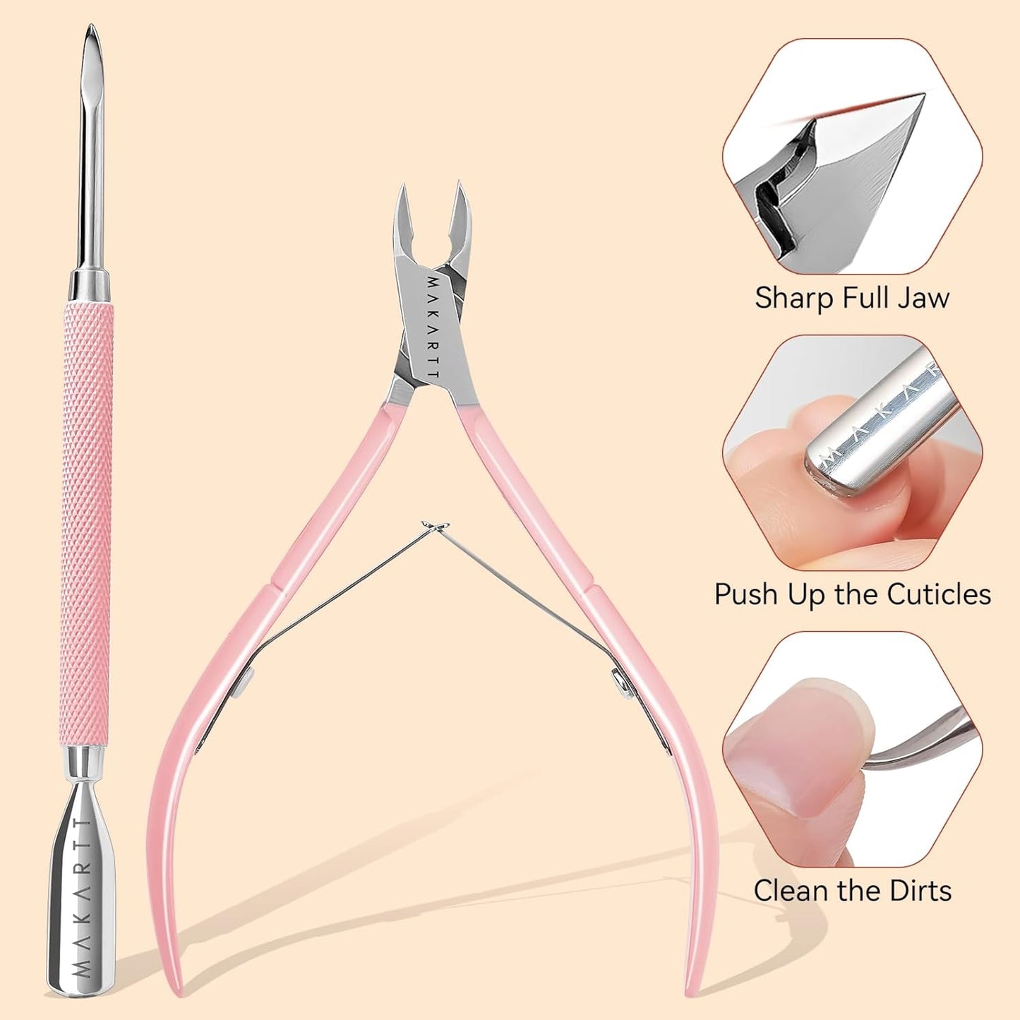 Makartt Nail Care Kit with Cuticle Oil, Trimmer, Nail File & 120ml Cuticle Remover Liquid, Nail Manicure Kit for Cuticles Softener & Moisturize