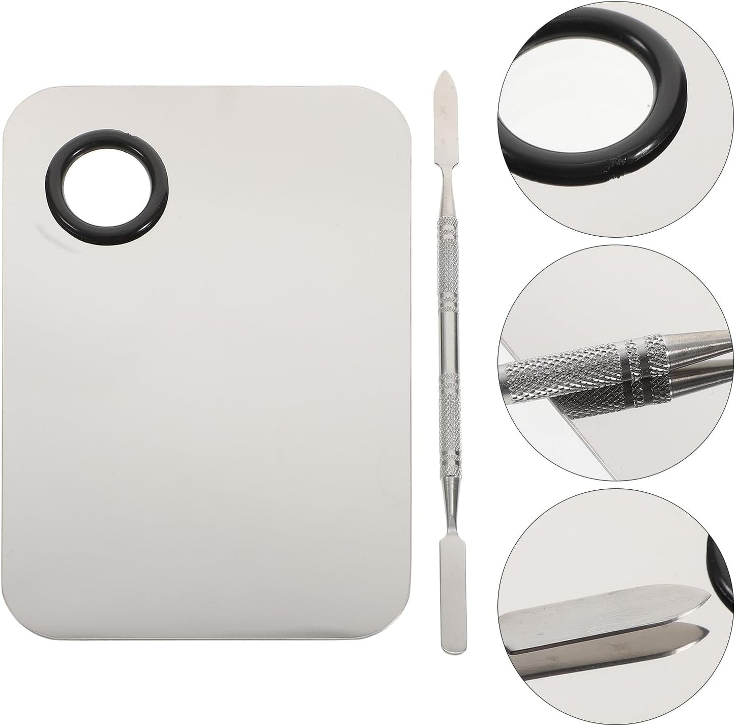 FOMIYES Makeup Palette, Makeup Mixing Palette, Stainless Steel Cosmetic Mixing Tray with Spatula Makeup Artist Tool for Mixing Foundation Nail-Art
