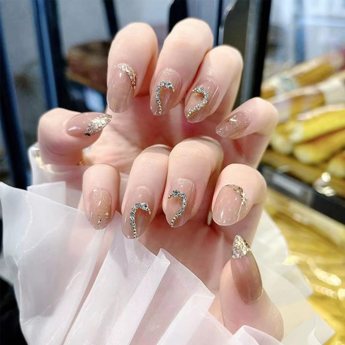 12 Pair 3D Alloy Gold Nail Art Rhinestones - Heart Shaped Nail Charms, Golden Nail Crystal Diamonds Jewelry Stones Studs for Nails Decor Crafts