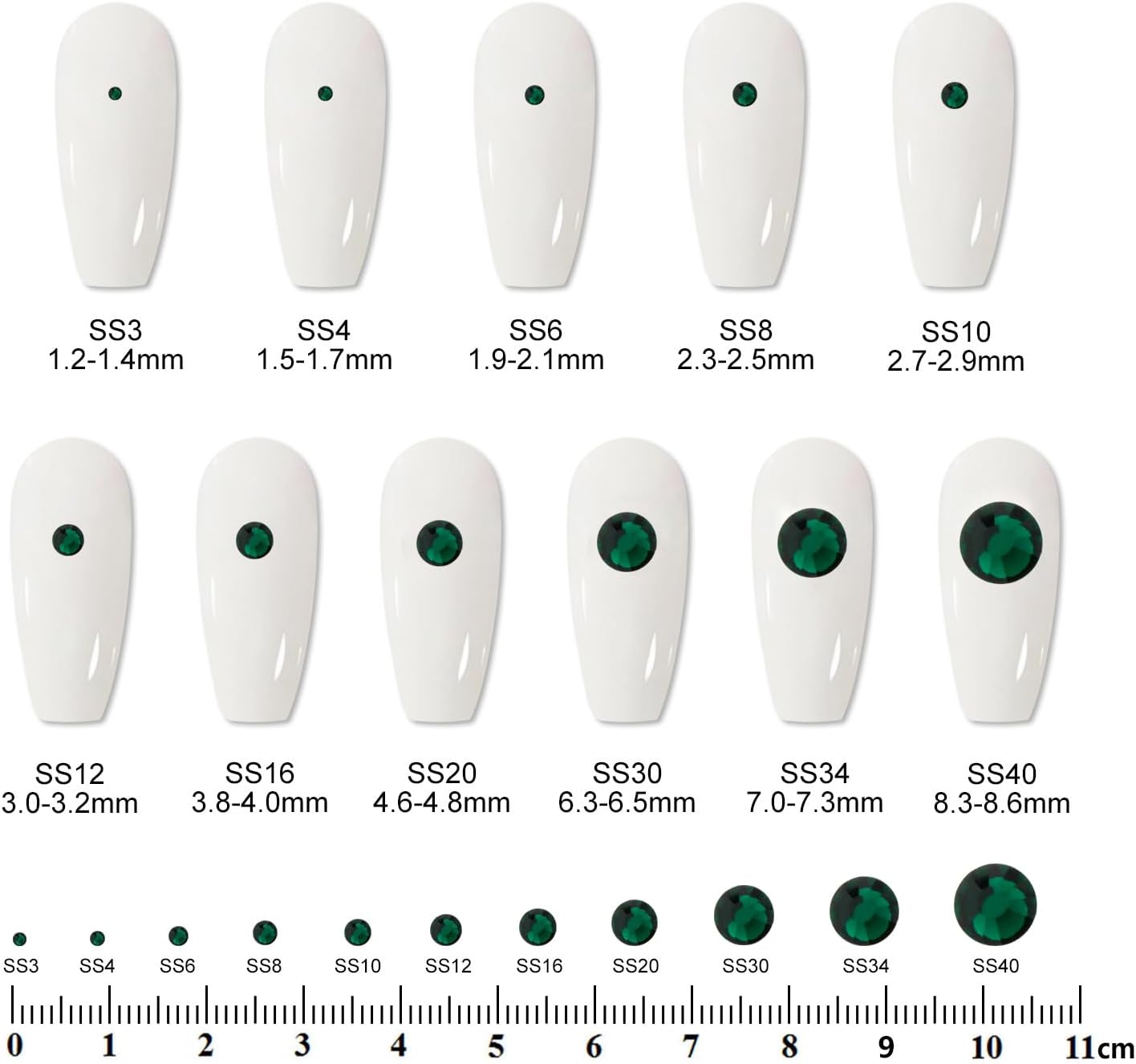 400PCS SS30 Flatback Rhinestones | 12-Facet Diamond-Cut Glass Gems for Nail Art, Clothing, DIY Crafts |Glue-On Decoration Stones with Silver Backing(Emerald)