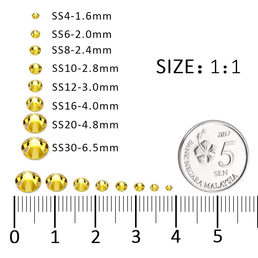 1440Pcs Lemon Yellow Crystal Rhinestones,Glass Flatback Rhinestones Gemstones for Nail Face Makeup Art Crafts Clothes Decoration - (SS12, 3.0mm,Lemon Yellow)