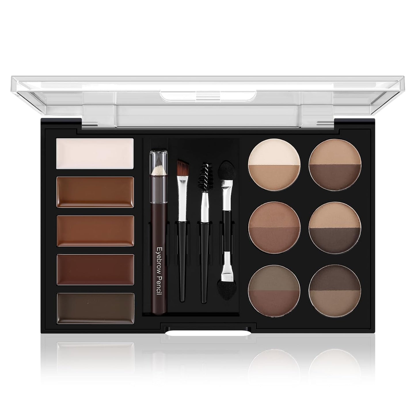 Eyebrow Powder Palette Set - 12 Colors, 5 Mascaras, 4 Stencils, Brush & Pencil, Volumizing Gel for Natural Brows