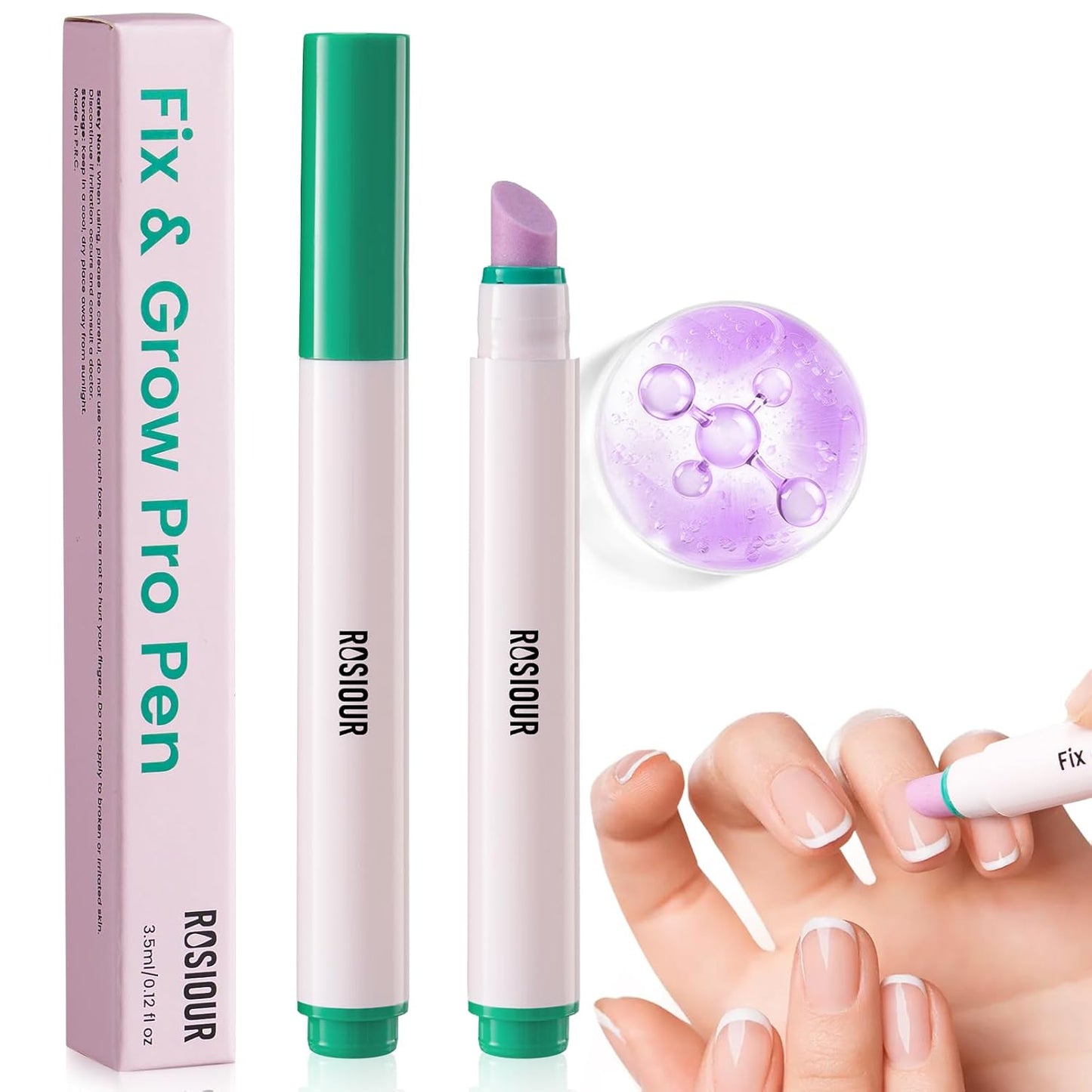 Ceramic Cuticle Oil Pusher Pen: 3-in-1 Nail Cuticle Buffer Pens for Hangnails, Dry & Damaged Nails, Moisturize Strengthen Brighten Nails Care