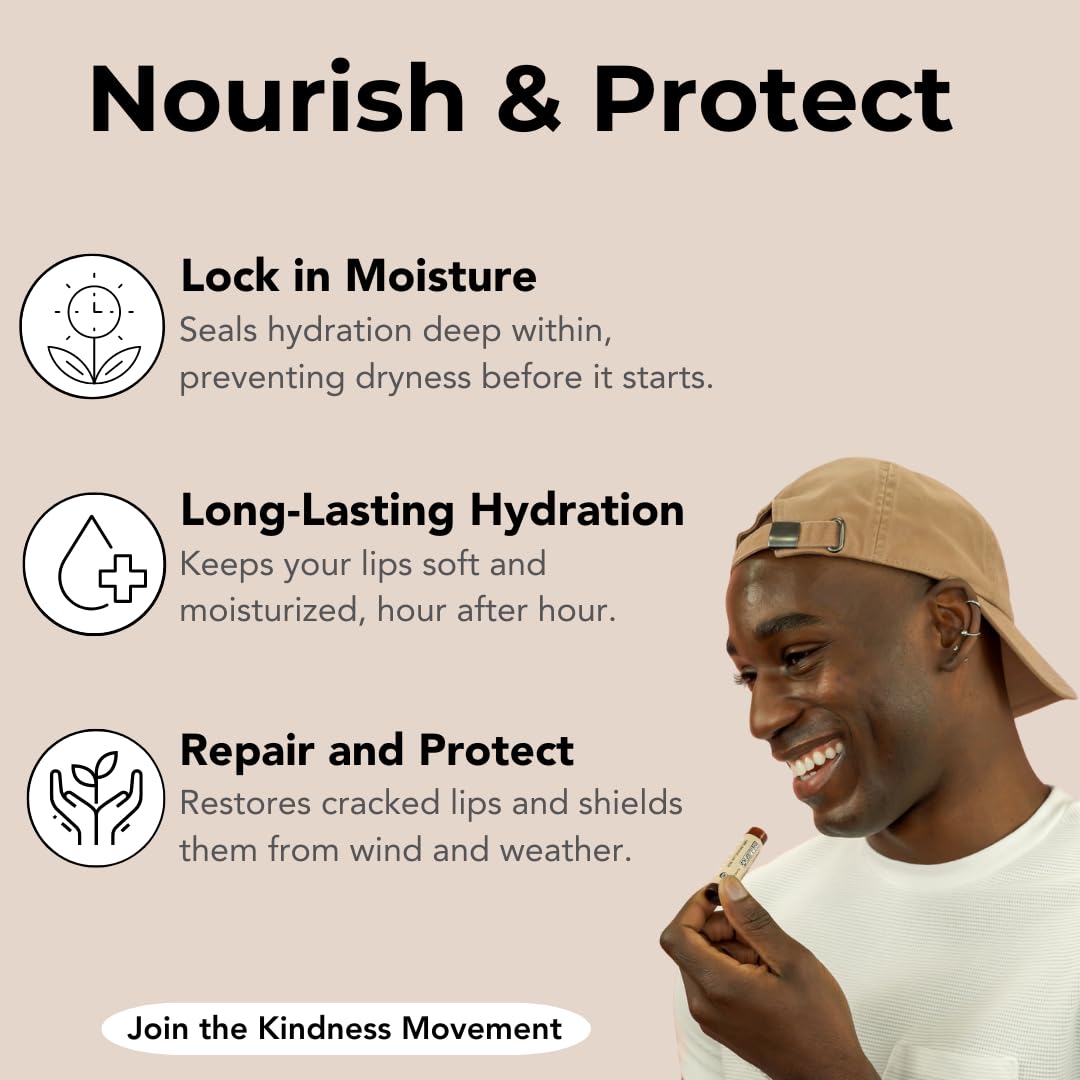 Kind Lips Georgia Peach Lip Balm 3-Pack - USDA Organic, Natural Chapstick Alternative for Dry Lips | Gluten-Free, Cruelty-Free