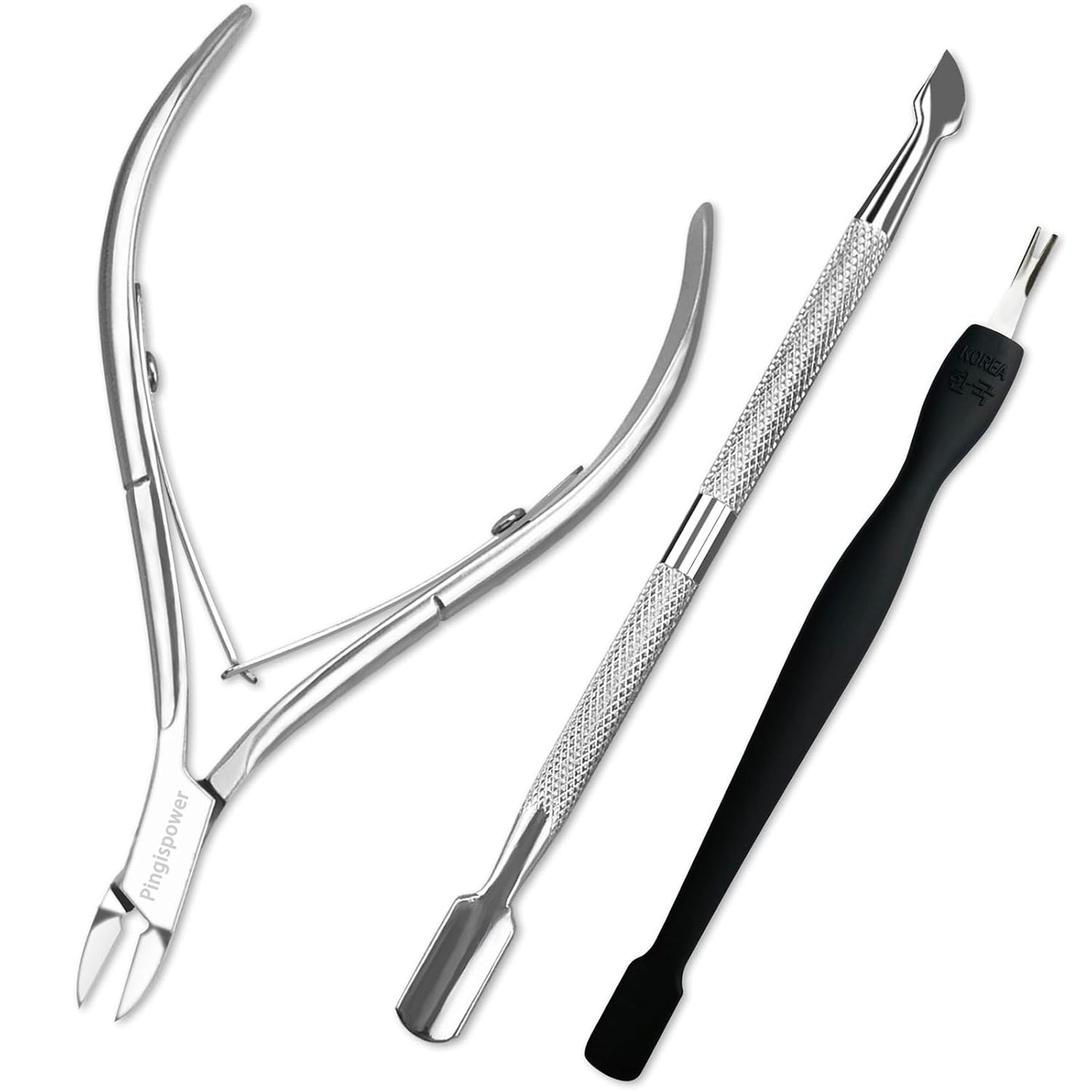 Cuticle Trimmer with Pusher, 3PCS Professional Cuticle Nippers Remover Tool for Women, Premium Stainless Steel Durable Manicure Kit for Fingernails and Toenails