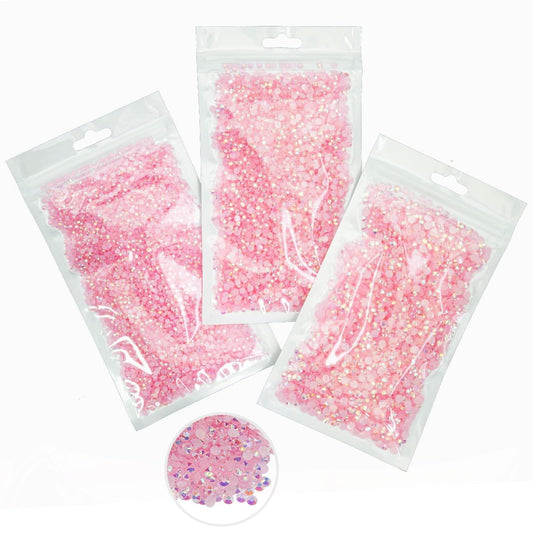 16000PCS Light Pink AB Resin Rhinestones for Crafting 3mm 4mm 5mm Flatback Jelly Stones Bulk Diamonds Crystals Gems Charms for Nails Face Eyes Makeup Tumblers Bottles DIY Crafts Clothes Shoes