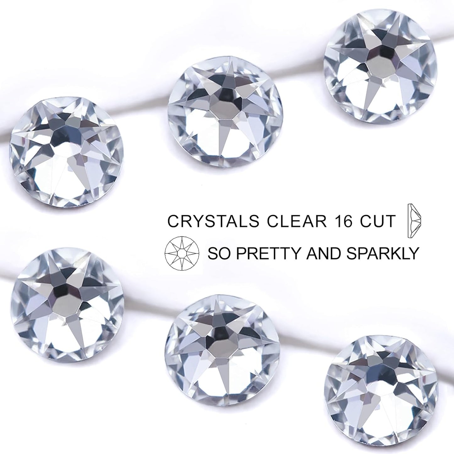 Novani Clear Rhinestones Flat Back Round Rhinestone Style 2088 Sparkly Crystal Gemstones for Nail Art and Crafting,Mix Size(SS6-SS40)