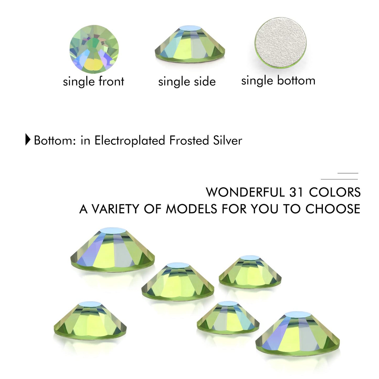 1440Pcs Light-green Ab Crystal Rhinestones,Glass Flatback Rhinestones Gemstones Small for Nail Face Makeup Art Crafts Clothes Decoration-(SS10,2.8mm,Light-green Ab)